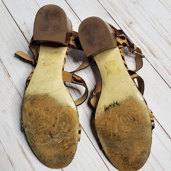 J CREW sandals three strap calf hair‎ block heel 10.5 - Picture 8 of 10